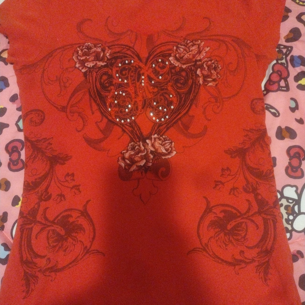 Y2K red women's designed shirt